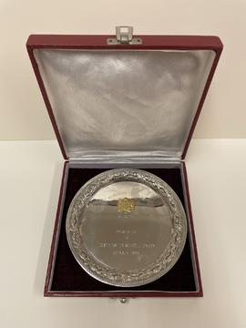 Indian silver dish presented to the school by the Armenian College, Calcutta