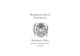 Order of Service for the 2010 Westminster School Carol Service