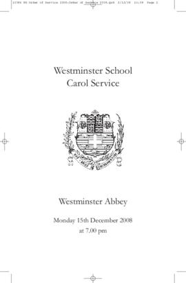 Order of Service for the 2008 Westminster School Carol Service