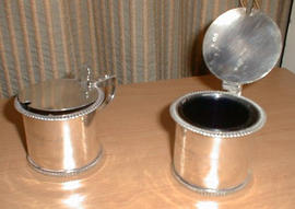 Pair of silver drum mustard pots