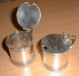 Pair of silver drum mustard pots