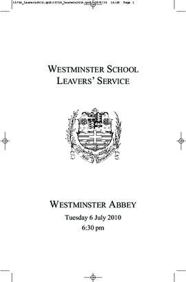 Order of Service of 2010 Leavers' Service