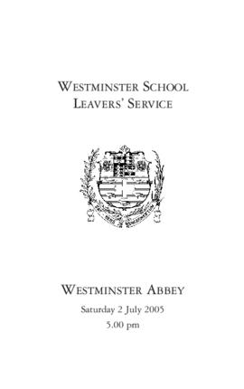Order of Service of 2005 Leavers' Service