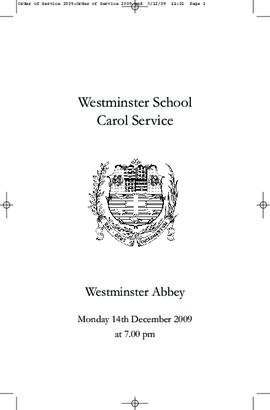 Order of Service for the 2009 Westminster School Carol Service