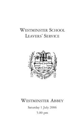 Order of Service of 2006 Leavers' Service