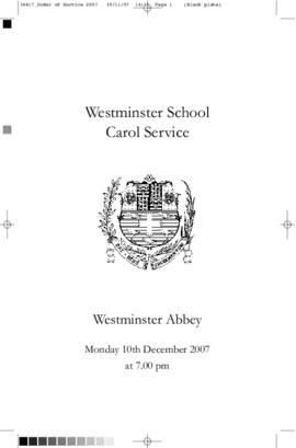 Order of Service for the 2007 Westminster School Carol Service