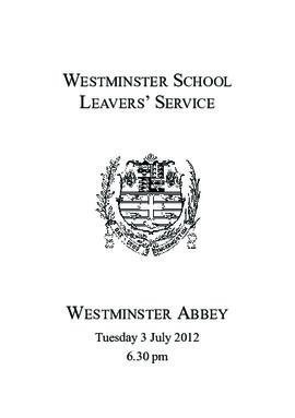 Order of Service of 2012 Leavers' Service