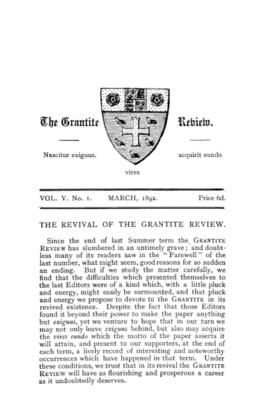 The Grantite Review Vol. V No. 1