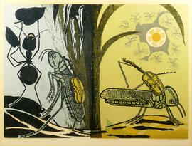 Aesop's Fables: Ant and Grasshopper by Edward Bawden